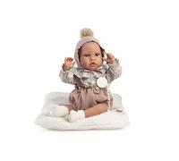 Poupées Antonio Juan Nouveau-né Erika avec Couverture, poupée bébé réaliste 42 cm, Corps Doux, Barboteuse Fleuries et Bonnet avec Pompon