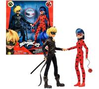 Poupées articulées Miraculous Ladybug et Chat Noir avec accessoires - Bandai
