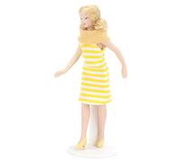 Poupées Cheveux Blonds, Robe Jaune, Belles Figurines de Maison de Poupée, Jouets Modèles pour Enfants, échelle 1:12, Céramique et Tissu 15.8x5cm