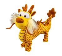 Poupées chinoises en peluche dragon 2024, année de mascotte du dragon, statue debout, décoration de table pour lit de poupée chinois, lit double superposé (jaune, taille unique)