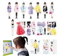 Poupées de costume en papier : jeu de style de mode magnétique, jeu de tenues de jeu Pretends | Puzzle de vêtements interchangeable, activité de changement de costumes de bricolage, jouet créatif