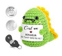 Poupées de Dinosaure Positive en Français, Dinosaure Positif en Tricot avec Porte Clés, Cadeau Femme Original & Amusant, Drôle Cadeaux pour Enfant Couple Collègue, Poupée de Soutien Émotionnel