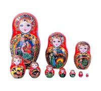 Poupées de nidification en bois - Figurines peintes russes - 10 couches - Jouets éducatifs colorés - Objet de collection traditionnel - Figurines décoratives sûres pour la décoration de chambre
