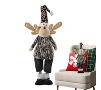 Poupées de Noël debout | Figurine de pied de Noël remplie : Décoration de Noël de bureau faite à la main, adorable animal en peluche de Noël pour la maison intérieure/extérieure