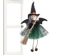 Poupées de sorcière, sorcière animée à suspendre sur manche à balai | Pendentif Halloween, décoration, fête fantôme, sorcière avec balai, pendentif jupe en gaze, jouet, pendentif d'horreur, pendentif