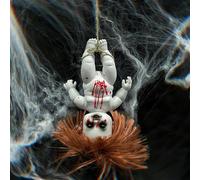 Poupées effrayantes d'Halloween - 25,4 cm - Poupée hantée sanglante à suspendre avec corde pour extérieur, intérieur, jardin, décoration d'intérieur, cadeaux de fête
