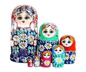 Poupées empilables en Bois - Ensemble de Sept pièces - Jolie - Décoration de Bureau - Collection Artisanale - pour, Adolescents, collectionneurs, éducateurs, Anniversaires