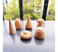Poupées En Bois De Hêtre Non Peintes À La Main,Pièces De Bricolage,Peinture En Bois,Accent D'abeille,Chambres Plus Lentes,Cônes,Gouttelettes,Glands,Jouet Créatif - Type 6 Pcs Different