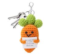Poupées en crochet Carotte Motivationnelle Tenant une Carte Positive