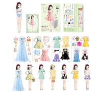 Poupées en papier magnétiques - Poupées à habiller magnétiques, vêtements magnétiques - Puzzle Mode Créative S'habiller | Déguisement Robe Jeu d'imagination Poupées en Papier Découpage pour