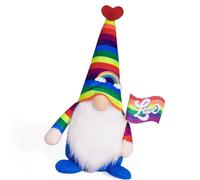 Poupées en peluche Gnomes du Festival arc-en-ciel avec bannières, ornement de maison, Figurines de table Tomtes, décoration de fête de vacances, figurine de Gnomes en forme de cœur arc-en-ciel