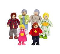 Poupées famille heureuse caucasien HAPE E3500 - Grand-père, grand-mère, maman, papa, frères et soeurs