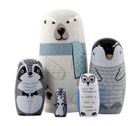 Poupées gigognes, 5 pièces poupées gigognes russes empilables en bois, 5 niveaux mignon éducatif traditionnel russe pour la décoration de la maison et le divertissement des enfants et des adultes