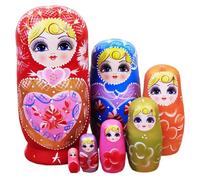 Poupées gigognes 7 pièces empilables en Bois colorées Amusantes poupées Russes fabriquées à la Main varisées pour Enfants ADU