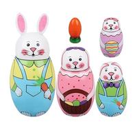 Poupées gigognes d'animaux pour, 5 pièces Lapin en Bois décoration Bureau, Jouets Russes à emboîter, pour Les, Les Adolescents, Les collectionneurs, Les étudiants, Les Anniversaires