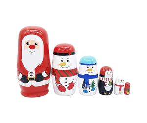 Poupées gigognes de Noël, poupées gigognes de Noël pour | Poupées faites à la main empilables en bois,Ensemble de poupées gigognes russes, décoration de figurines de noël pour la décoration de la mais