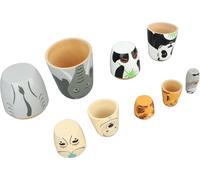 Poupées gigognes en bois en forme d'animaux Fabriquées à la main 5 couches Mignonnes poupées gigognes russes peintes Jouet Cadeau d'anniversaire pour filles et garçons