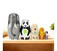 Poupées Gigognes Pour Adultes en Bois Drôles Fait Main de Collection | Poupées Gigognes Décor Animaux 5 Pièces Pour Femmes Hommes Garçons Filles Chambre Table Étagère