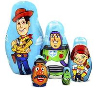 Poupées gigognes Russes Toy Story Set - 5 Poupées Gigognes en Bois peintes à la Main-Woody, Buzz Lightyear, Jessie, Mr. Potato Head & Rex pour Enfants et collectionneurs