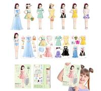 Poupées habillées : jeu de jeux, princesses poupées en papier réutilisables | Paper Doll Magnet Featend Play Sticker Book, adapté aux cadeaux d'anniversaire de Noël Écoles pour filles Occasions