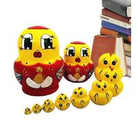 Poupées imbriquantes de Santa Claus - Poupées de dessin animé empilables colorées | 10x adorables jouets éducatifs d'apprentissage, poupées drôles de nidification en bois pour Nat