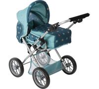 Bayer Chic 2000® Poussette combinée 3 en 1 Leni - Étoiles Turquoise - Pliable, poignée réglable en Hauteur 43-67 cm, Sac de Transport - Poupées jusqu'à 46 cm, à partir de 3 Ans