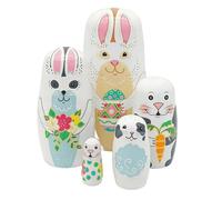Poupées lapin de Pâques imbriquées - Matriochka russe traditionnelle, jouet de vacances de printemps, figures empilables créatives, ensemble décoratif de collection | Cadeau de divertissement pour