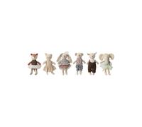 Poupées lot de 6 en coton et lin multicolores Animal friends