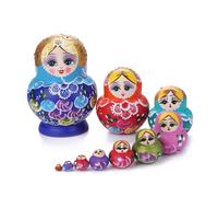 Poupées Matrioshka Russes Peintes À La Main, 10 Couches De Poupées Artisanales En Bois, 11 Styles Différents, Perle De Fille Fleurie Incrustée Grand Ventre B