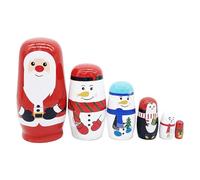 Poupées Nid de Noël - Figurines en Bois Faites à la Main | Poupées empilables Russes pour | Décoration Festive pour Chambre ou Arbre de Noël | Fait avec Amour,