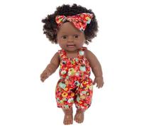 Poupées noires noires, poupée afro-américaine articulée mobile de 12 pouces, poupée réaliste avec cheveux bouclés et vêtements portables pour cadeaux d'enfants, poupées réalistes rouges fille noire