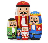 Poupées russes Casse-Noisette de Noël, ensemble de 5 figurines de soldats en bois, faites main, style Matriochka, jouet à empiler, décoration pour la maison, cadeau pour enfants, anniversaire, Noël