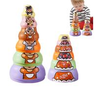Poupées russes de nidification: Jouets d'empilage en bois traditionnels, poupées peintes à la main | Poupées d'art populaire russe, cadeau à collectionner unique pour et adultes,