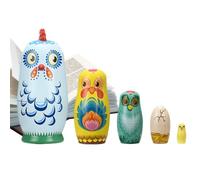 Poupées russes gigognes en bois Décor de bureau en bois thème poule 5 | Poupées gigognes décoratives pour garçons, crèche, maison, appartement, chambre, salon, salle de jeux,