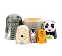 Poupées Russes Gigognes Mignonnes Figurines de Collection Éléphant Panda | Décor de Bureau Animal à Exposer en 5 Pièces Pour Adultes Garçons Filles Maison Cuisine Chambre Noël Halloween