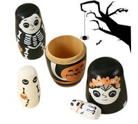Poupées russes gigognes pour 5 pièces décorations d'Halloween modèle | Ensemble de poupées russes en bois pour fête, maison, étagère, vitrine, présentoir magasin, chambre bébé, chevet,