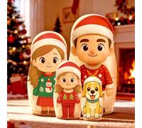 Poupées Russes Personnalisées Avec Photo, Matriochka De 6 Poupées Gigognes En Bois Style Cartoon, Poupée Russe Cadeau Pour Couples, Famille & Enfant, Décoration Maison & Cadeau Anniversaire Noël