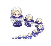 Poupées Russes pour - 10 pièces - en Bois Bleu et Blanc - Porcelaine - Décoration de Bureau - pour, Adolescents, collectionneurs, Amateurs d'art, étudiants, Anniversaire, Vacances