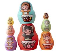Poupées russes pour enfants, 8pcs poupées de nidification empilables pour les tout-petits, nidification russe mignonne en bois, dessin animé Matryoshka Doll pour garçons Girls Girls (couleur aléatoir