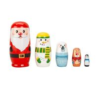 Poupées Russes s - 5 Pièces Décorations Emboîtables en Bois de Noël - Père Noël Élan Bonhomme De Neige Décor,pour Tout-Petits Garçons Filles Adultes Maison Anniversaire
