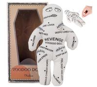 Poupées vaudou 8, 5 x 5, 1 pouces, poupée effrayante en coton polyester blanc avec des impressions inquiétantes, poupée effrayante, poupées d'horreur négatives de vengeance pour la libération émoti