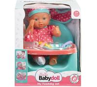 Poupon 30 cm sur chaise repas avec accessoires