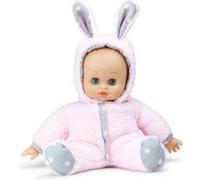 Petitcollin Vilac - Poupon Anibabies Lapinou - Jouet en Tissu et Vinyle Doux - 28 Cm - Lapin Doudou Rose et Gris pour Les Enfants - À Partir de 10 Mois