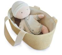 Poupon Doudou Gris - Doudou et Compagnie - Couffin, Biberon et Body Amovible - 28 cm