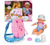 Nenuco - Promenade avec Mateo | Poupée de 35 cm au Corps Souple, avec Sac à Dos Porte-bébé 2 en 1 Qui se transforme en hamac - avec Accessoires Jouets, Sucette et biberon