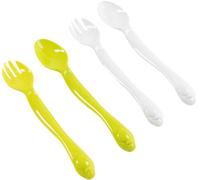 Poupy Ensemble de couverts en plastique Penguin pour enfants, sans BPA, lavables et réutilisables, avec manche ergonomique et forme arrondie
