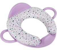 Poupy Réducteur de toilette doux pour enfants Lilac, avec deux poignées, un dossier et un grand siège, lavable et réutilisable