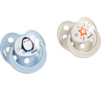 Poupy Sucette anatomique en silicone, 2 pièces, couleurs gris/bleu, douce et délicate, sans BPA