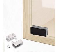 Pour 1 paire de charnières de porte en verre en acier inoxydable pour armoires, type pivot avec protection en caoutchouc, installation sans perçage, compatible avec verre de 5/8 mm (argenté)