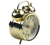 pour 1 réveil mécanique doré en forme de fer à cheval à remontage manuel horloge vintage en métal mignon, diamètre 7 cm, pour décoration de chambre, collection de jouets ou comme cadeau